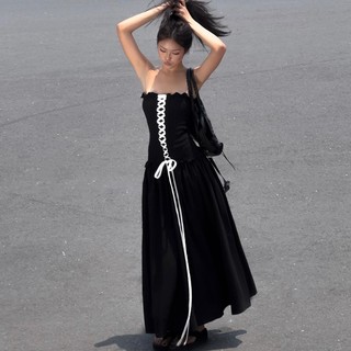 Đầm Dài Không Dây Thắt Nơ Eo Cho Nữ