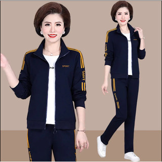 Bộ đồ gồm quần ống rộng phong cách thể thao phù hợp với phụ nữ trung niên và cao tuổi thời trang xuân thu 2020 
