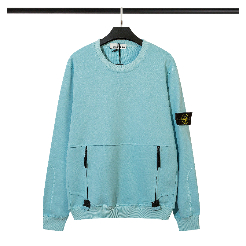 Áo Sweater cotton 320g Cổ Tròn Có Túi Khóa Kéo Phong Cách Đường Phố Cho Nam Nữ S-d