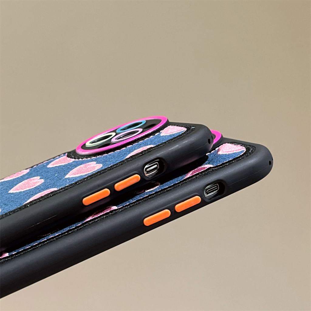 Ốp Điện Thoại Vải denim Thêu Hình Trái Tim Cho iphone 15promax 14promax 13 12 promax 11
