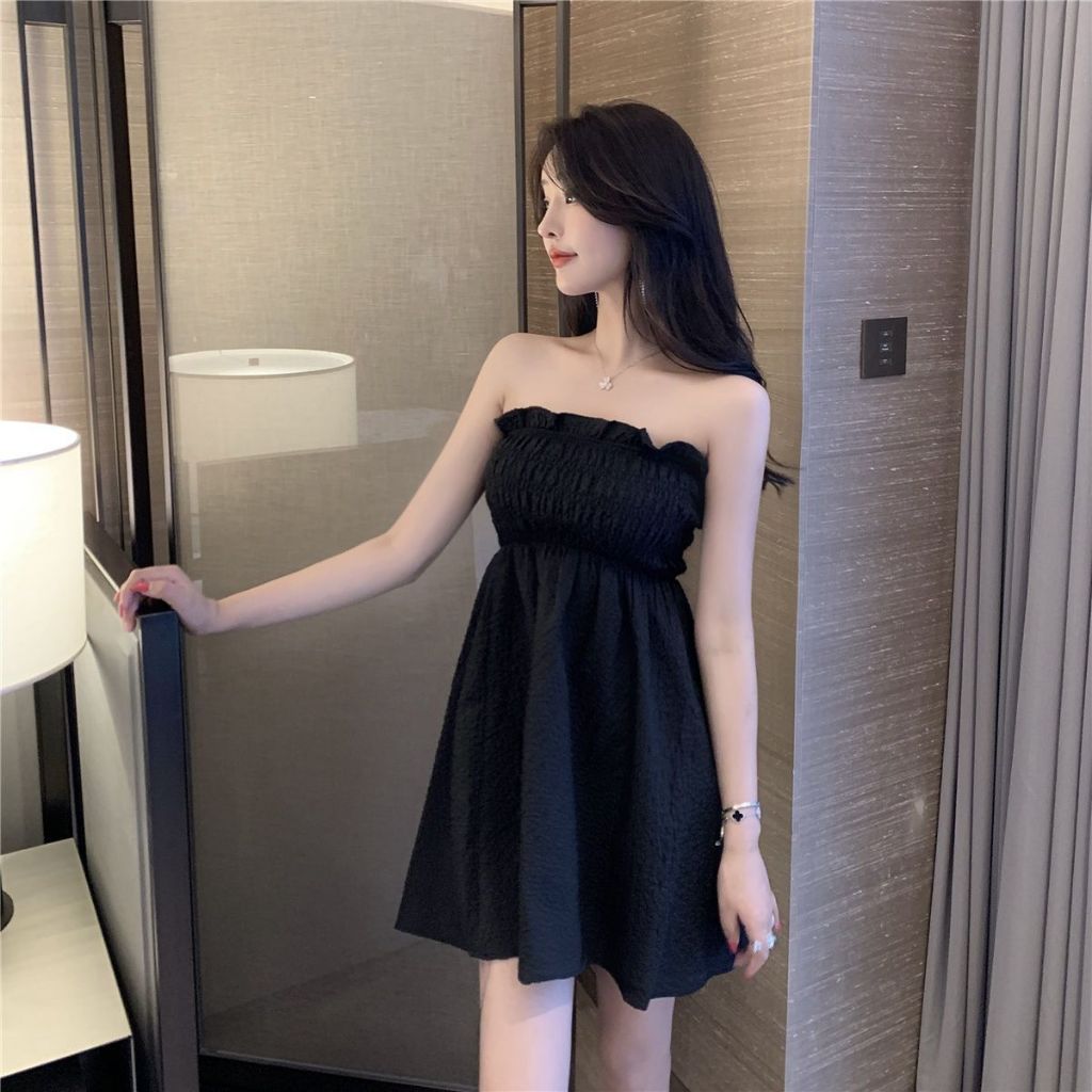 Đầm Cổ Phẳng Thời Trang Mùa Hè 2023✨✨Váy Ngắn Ôm Eo Quyến Rũ