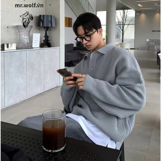 Áo len nam half turtleneck zipper high-grade lazy pullover dài tay áo len thời trang all-match áo len dài tay hàn quốc top simple áo len cổ lọ nam fashion áo len cao cổ nam  from rộng