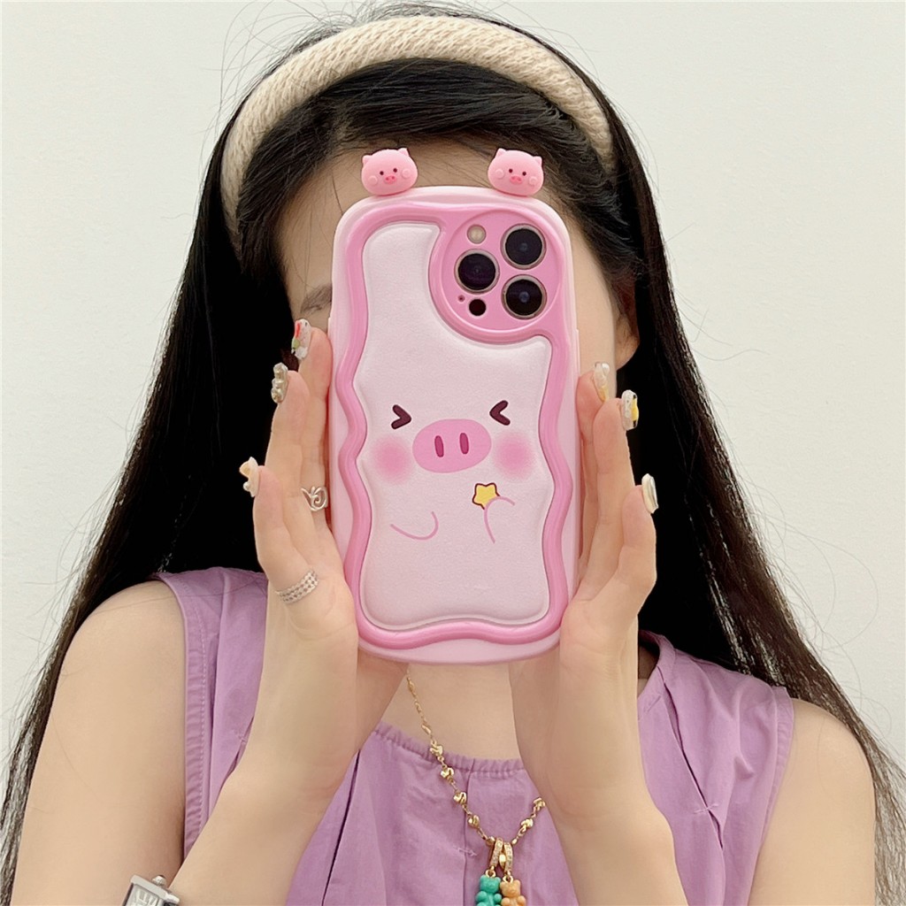 Dễ Thương Ốp Điện Thoại Silicon Dẻo In Hình Heo Con Đáng Yêu Cho iphone 11 12 13 14 15 pro max