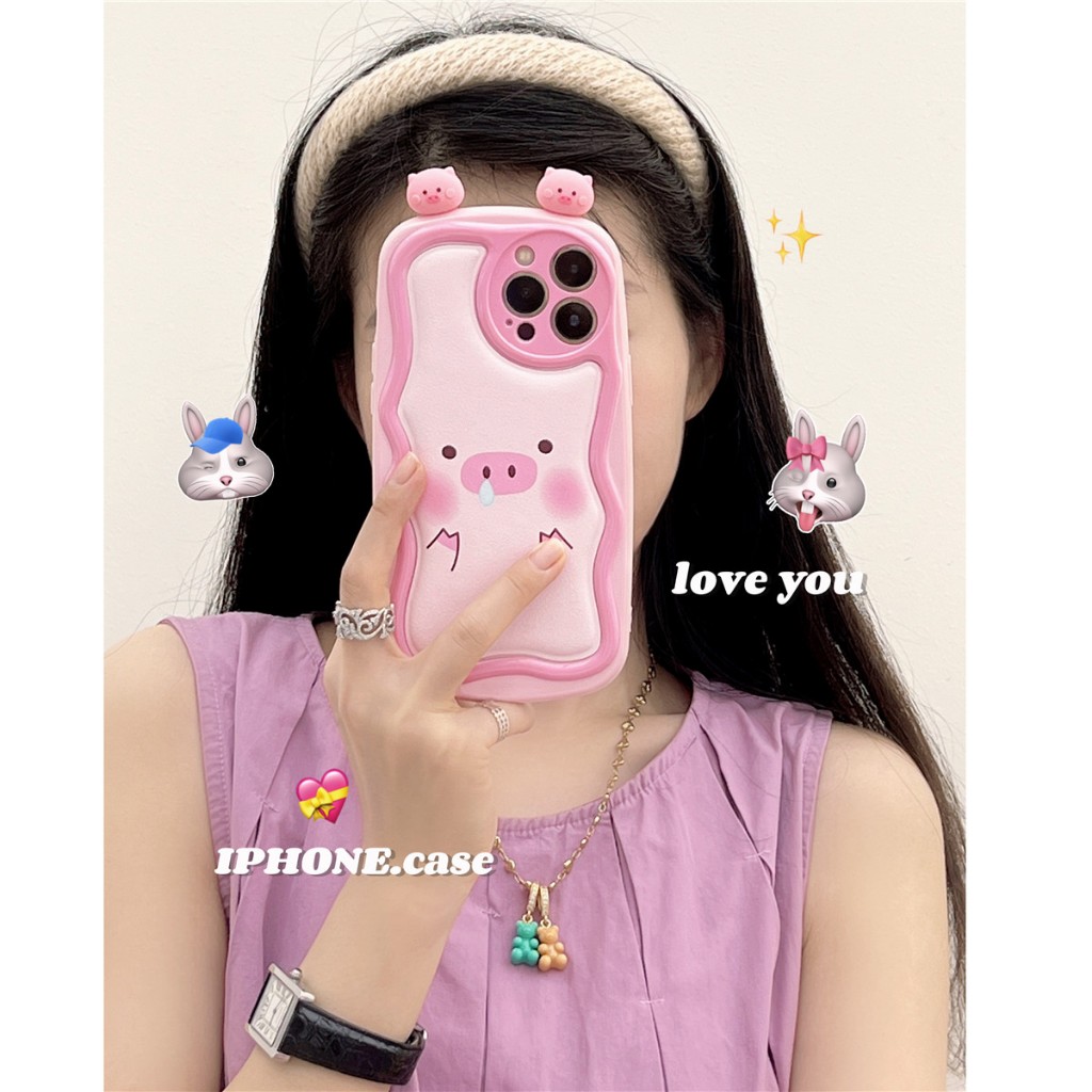 Dễ Thương Ốp Điện Thoại Silicon Dẻo In Hình Heo Con Đáng Yêu Cho iphone 11 12 13 14 15 pro max