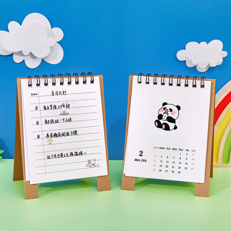 Lịch Năm 2024 mini Để Bàn Họa Tiết Hoạt Hình Dễ Thương