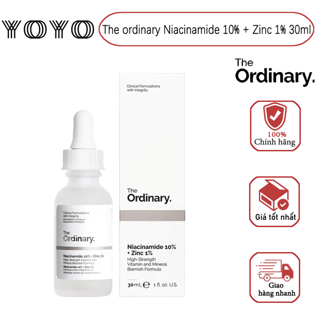 【💯hàng thật】 The Ordinary Niacinamide 10% + Zinc 1% 30ml Serum Tinh chất giảm mụn và giảm thâm Giúp Cân Bằng Bã Nhờn Làm Sáng Da Thu Nhỏ Lỗ Chân Lông