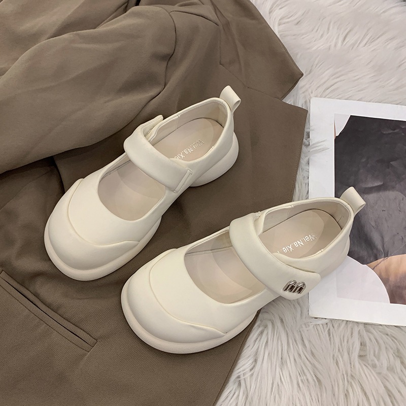 Ugly Giày Búp Bê mary jane Miệng Nông Đế Dày Quai Dán Thiết Kế Đơn Giản Dễ Phối Đồ Cho Nữ