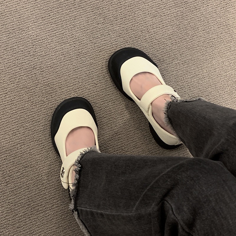 Ugly Giày Búp Bê mary jane Miệng Nông Đế Dày Quai Dán Thiết Kế Đơn Giản Dễ Phối Đồ Cho Nữ