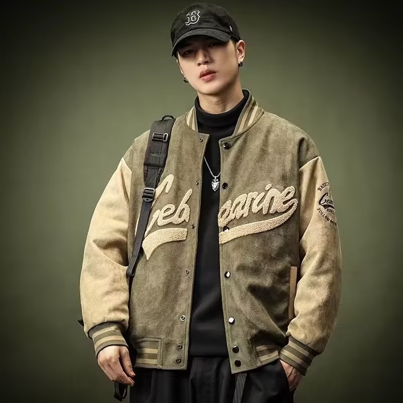 Áo Khoác Bóng Chày Họa Tiết Thêu Cao Cấp Thời Trang Theo Phong Cách Vintage Cho Nam