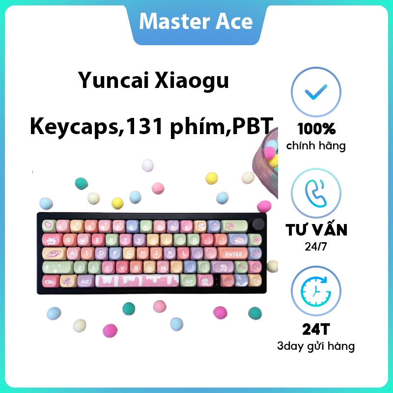 Keycap Yuncai Xiaogu, keycaps 131 phím, nhuộm thăng hoa PBT, thích hợp cho bàn phím phím 87/68/84/104/108 ​