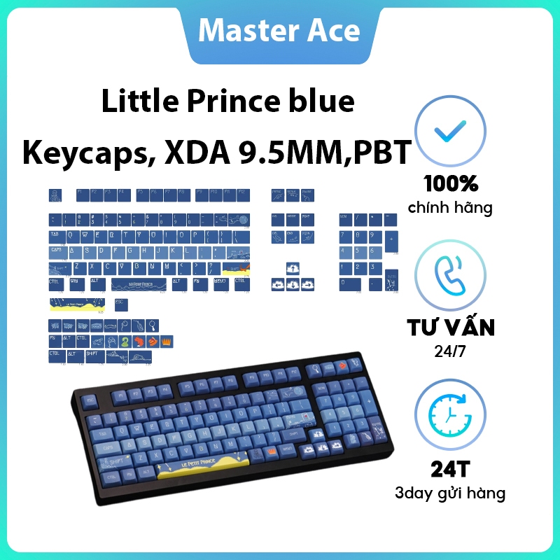 Keycap màu xanh Hoàng Tử Bé, keycaps128 phím, XDA cao 9.5mm, thăng hoa PBT, thích hợp cho bàn phím phím 87/68/84/104/108 ​
