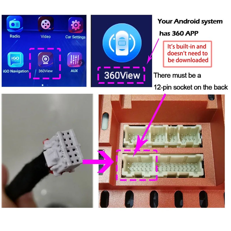 Đầu Chuyển Đổi Đầu Vào 12pin 360 Độ Chuyên Dụng Cho Máy Nghe Nhạc Android / Xe Hơi