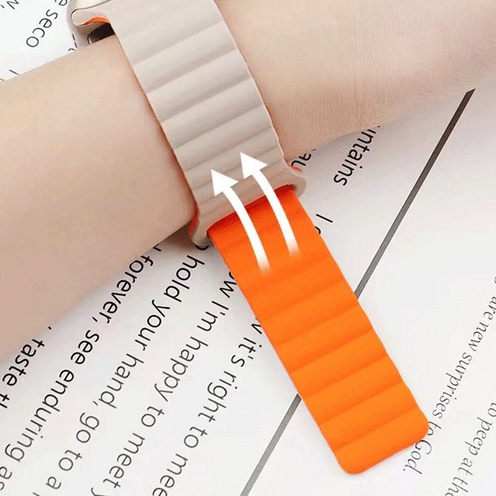 Dây Đeo silicone Từ Tính Hai Màu Cho Đồng Hồ Thông Minh iwatch series 4 / 5 / 6 / se / 7 / 8 / 9 / ultra 49mm 45mm 41mm 44mm 40mm 42mm 38mm