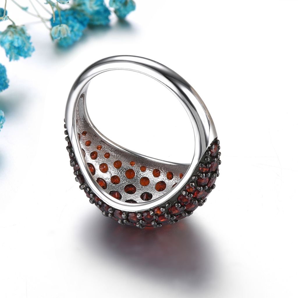 Lohaspie Nhẫn Bạc 925 Đính Đá Tự Nhiên Hình 4 carats Thời Trang Cho Nữ