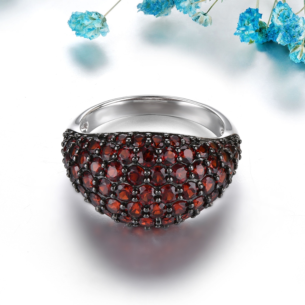 Lohaspie Nhẫn Bạc 925 Đính Đá Tự Nhiên Hình 4 carats Thời Trang Cho Nữ