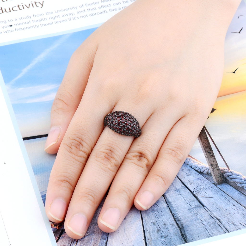 Lohaspie Nhẫn Bạc 925 Đính Đá Tự Nhiên Hình 4 carats Thời Trang Cho Nữ