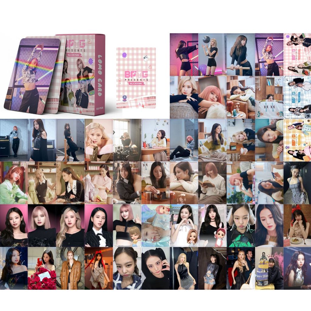 Hộp 55 Tấm Bưu Thiếp In Hình Nhóm Nhạc Blackpink jennie jisoo lisa rose lomo ym