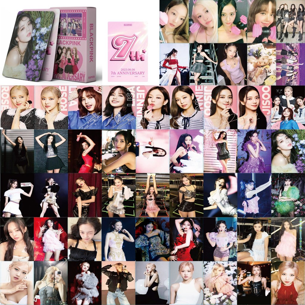 Hộp 55 Tấm Bưu Thiếp In Hình Nhóm Nhạc Blackpink jennie jisoo lisa rose lomo ym