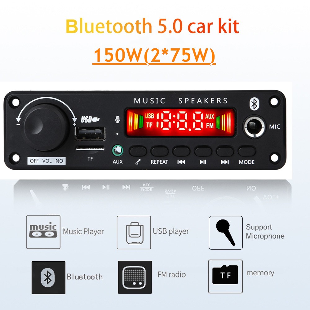 Bảng Mạch Khuếch Đại Âm Thanh mp3 12v-24v 150w 2 * 75w bluetooth mp3 Cho Xe Hơi