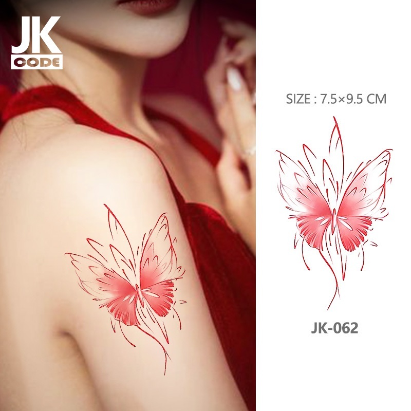 Hình Xăm Dán Tạm Thời Hình Bướm Hồng Và Hoa Chống Thấm Nước Lâu Trôi