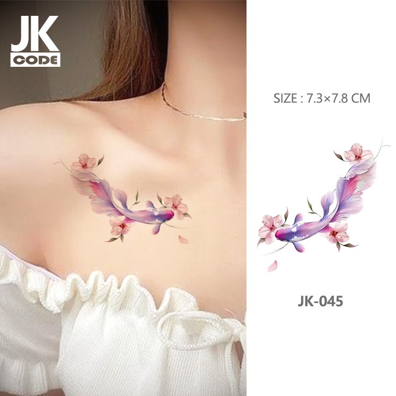 Hình Xăm Dán Tạm Thời Hình Bướm Hồng Và Hoa Chống Thấm Nước Lâu Trôi