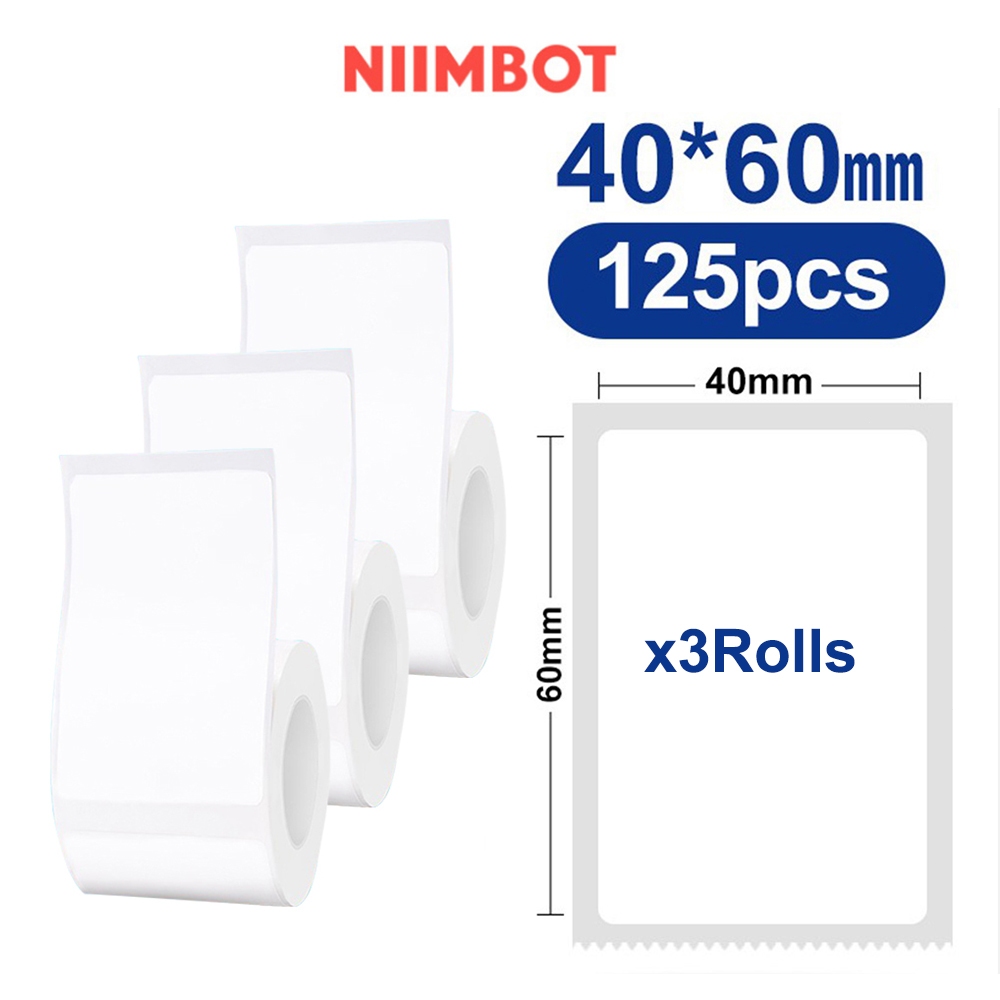 Nhãn dán nhãn nhiệt máy in NIIMBOT B21 cho máy tạo nhãn B21 B1 B3S 3 cuộn 40X60mm / 125 Cái Cuộn băn