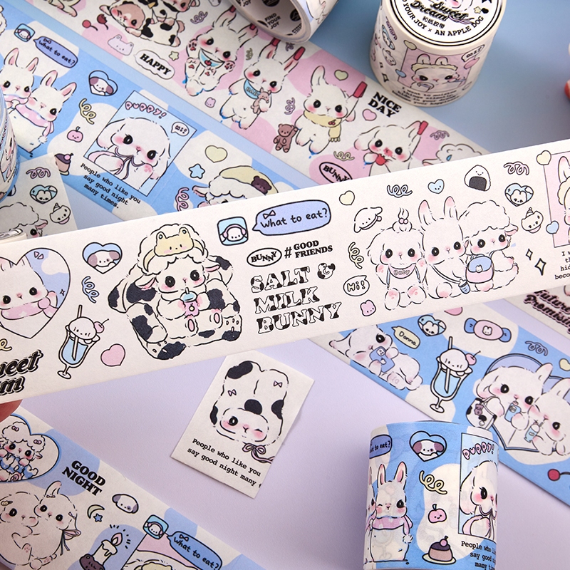 Mr. Paper 300cm/cuộn Washi băng Phim hoạt hình dễ thương Vẽ tay XiaoTu Lều của bàn tay Băng keo DIY sáng tạo Nhật ký ShuiBei Tấm thiệp điện tử Văn phòng phẩm trang trí băng