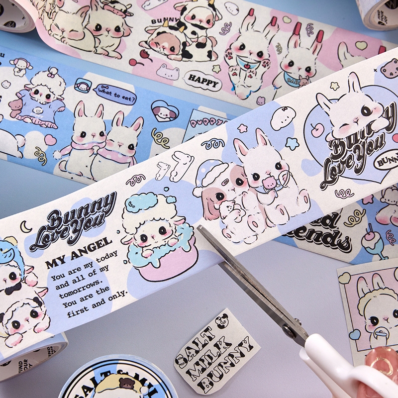 Mr. Paper 300cm/cuộn Washi băng Phim hoạt hình dễ thương Vẽ tay XiaoTu Lều của bàn tay Băng keo DIY sáng tạo Nhật ký ShuiBei Tấm thiệp điện tử Văn phòng phẩm trang trí băng