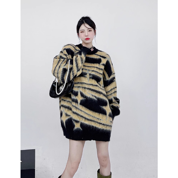 Áo sweater Dệt Kim Hoạ Tiết Kẻ Sọc Phong Cách hiphop Cho Nam Giới