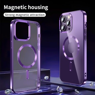 Ốp Điện Thoại Trong Suốt Từ Tính Mạ Điện Chống Sốc Chống Rơi Cho iphone 14 pro max plus 13 12 11 pro max