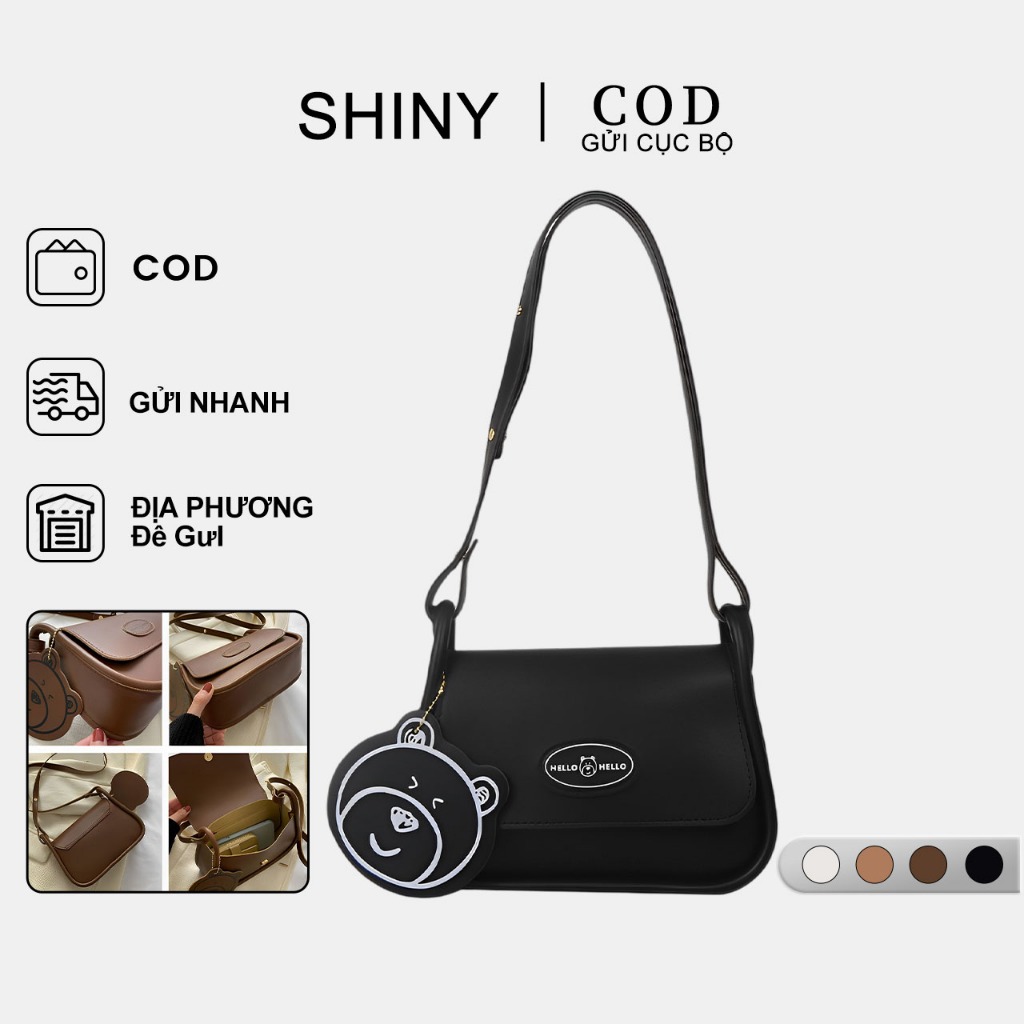 túi xách nữ mini mới túi đeo chéo thời trang gấu bông đẹp Hình Vuông g