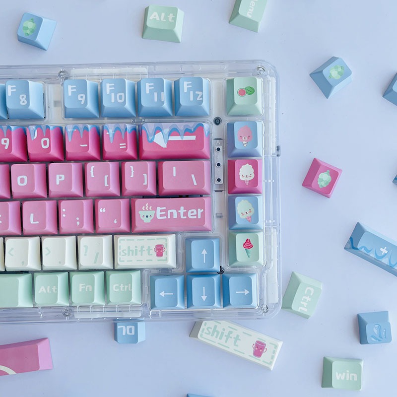 GMK Lạnh Dưa Hấu Keycap, 130 Phím Keycaps PBT Anh Đào Hồ Sơ DYE-SUB Cá Tính Cho MX Công Tắc Bàn Phím Cơ