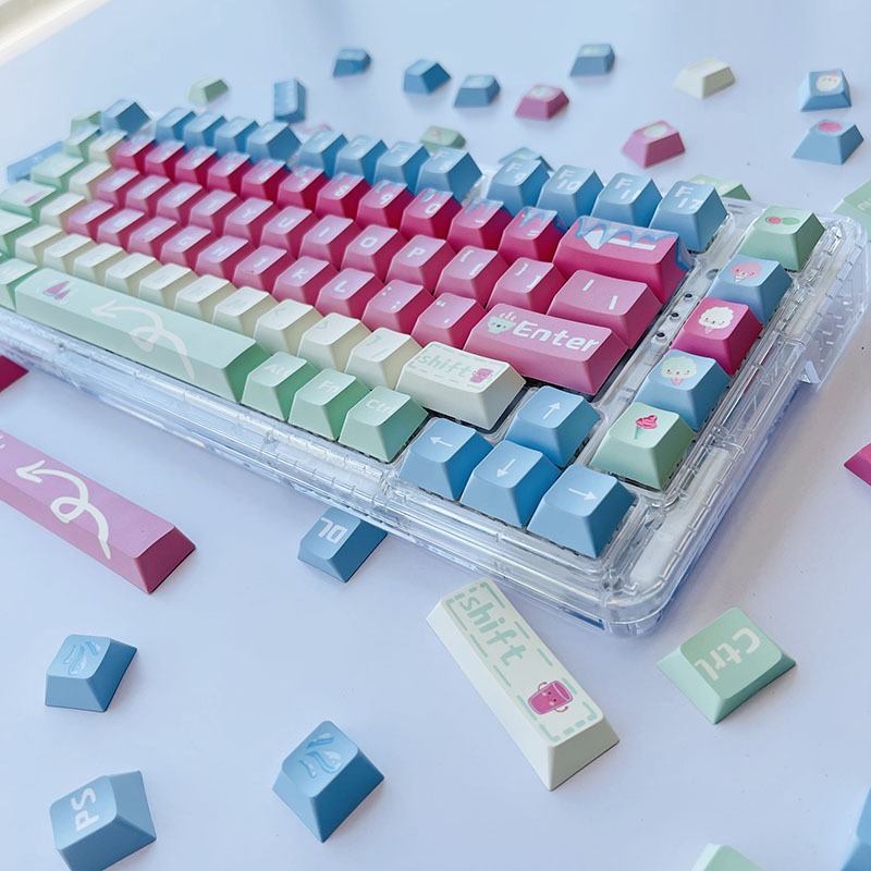 GMK Lạnh Dưa Hấu Keycap, 130 Phím Keycaps PBT Anh Đào Hồ Sơ DYE-SUB Cá Tính Cho MX Công Tắc Bàn Phím Cơ