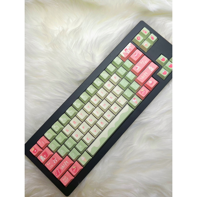 GMK Dâu Sữa Thỏ Keycap, 131 Phím Keycaps PBT Anh Đào Hồ Sơ DYE-SUB Cá Tính Cho MX Công Tắc Bàn Phím Cơ