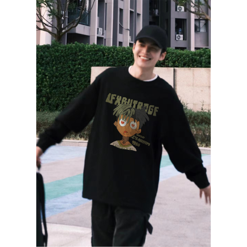 Áo sweater nam đen IFXBYT áo nỉ tay dài bigsize in hình nam nữ 100% cotton-N0238