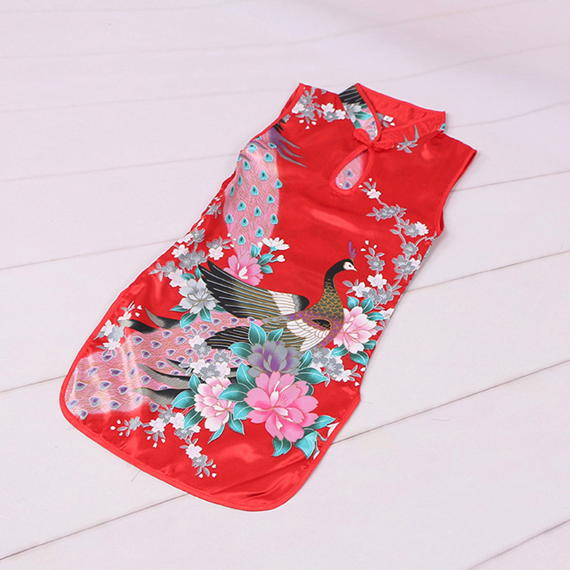 Đầm Sườn Xám Sát Nách Phong Cách Trung Hoa Cổ Điển Cho Bé Gái 2-8 Tuổi