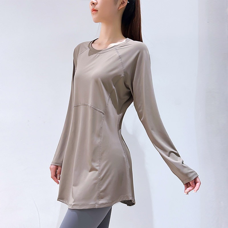 Áo thun thể thao LOCO FISH tay dài dáng rộng thoáng khí nhanh khô thời trang cho nữ