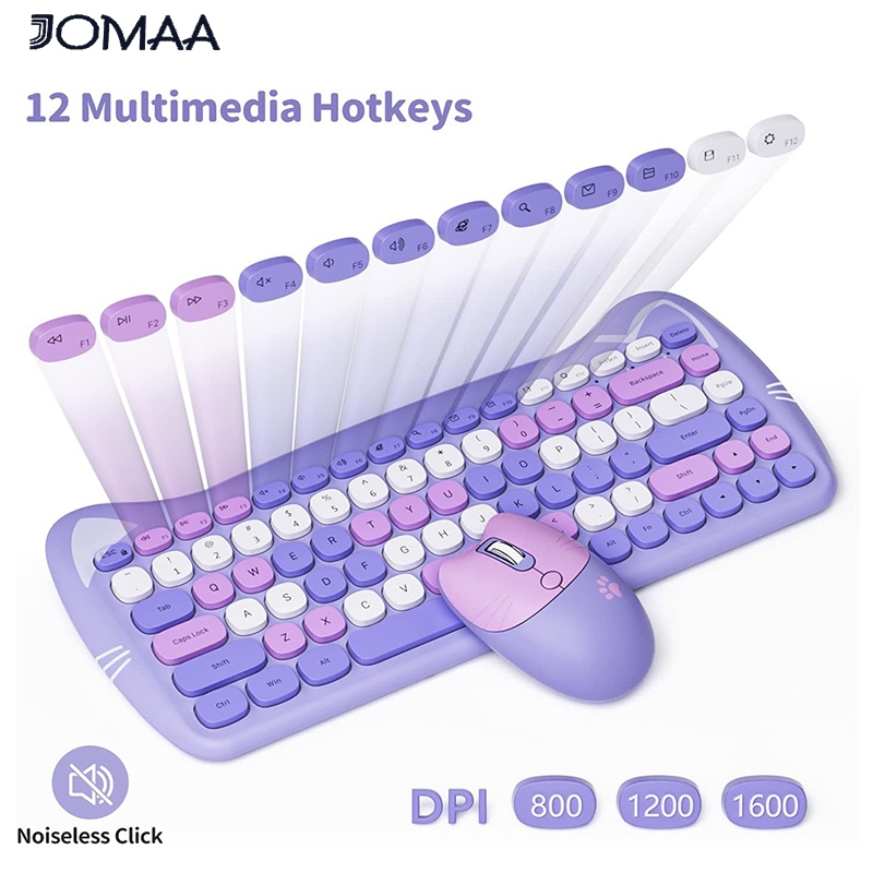 Jama & mofii Bộ Bàn Phím Không Dây 2.4g Hình Mèo / Chuột Cho Máy Tính Xách Tay / Máy Tính Hàn Quốc