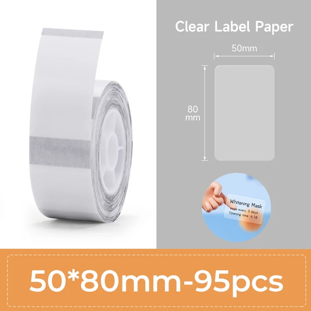 NIIMBOT B21 Nhãn dán trong suốt 50x80mm / 95 Miếng dán nhãn cho máy in B21 B3S, Giấy nhiệt Niimbot B