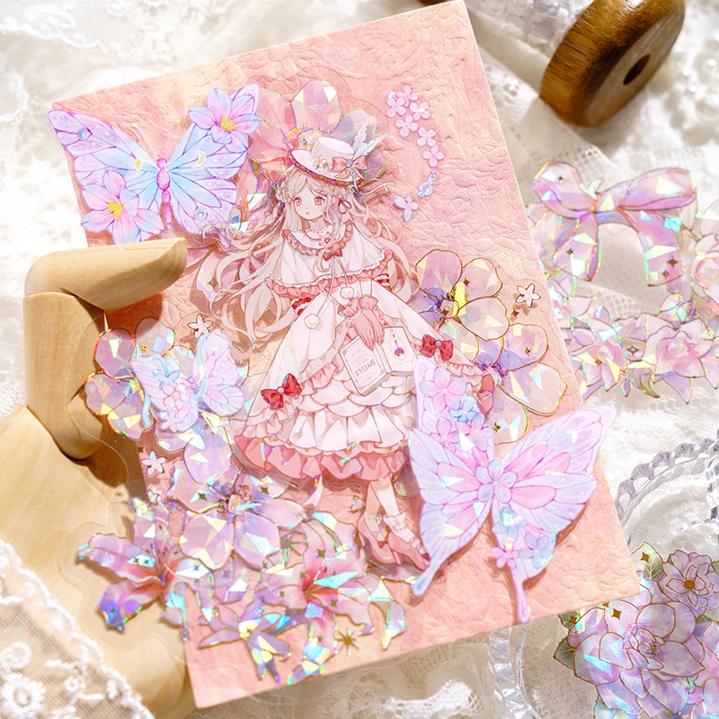 Mr. Paper 20 vé/túi Dán chống thấm nước PET Hoa hồng Hoa cúc Kim laze stereo Vỏ sò Dán nhãn Tài liệu ghép tài liệu tay golem DIY hình ảnh Tấm thiệp điện tử Hình dán trang trí