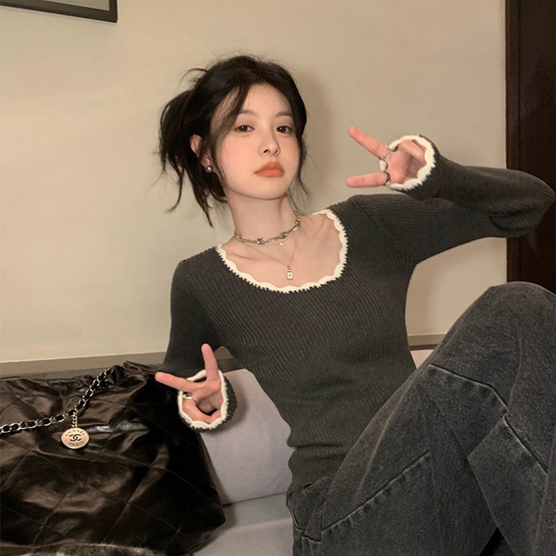 Áo Len Đan Tay Dài Dáng Ôm Thời Trang Cho Nữ