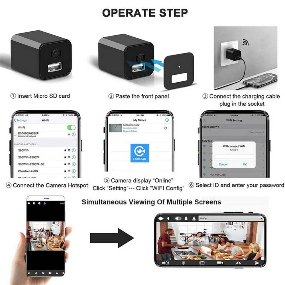 Máy Quay An Ninh mini 1080p full hd micro wifi Phích Cắm us eu Không Dây Thông Minh Bảo Vệ Nhà Ở