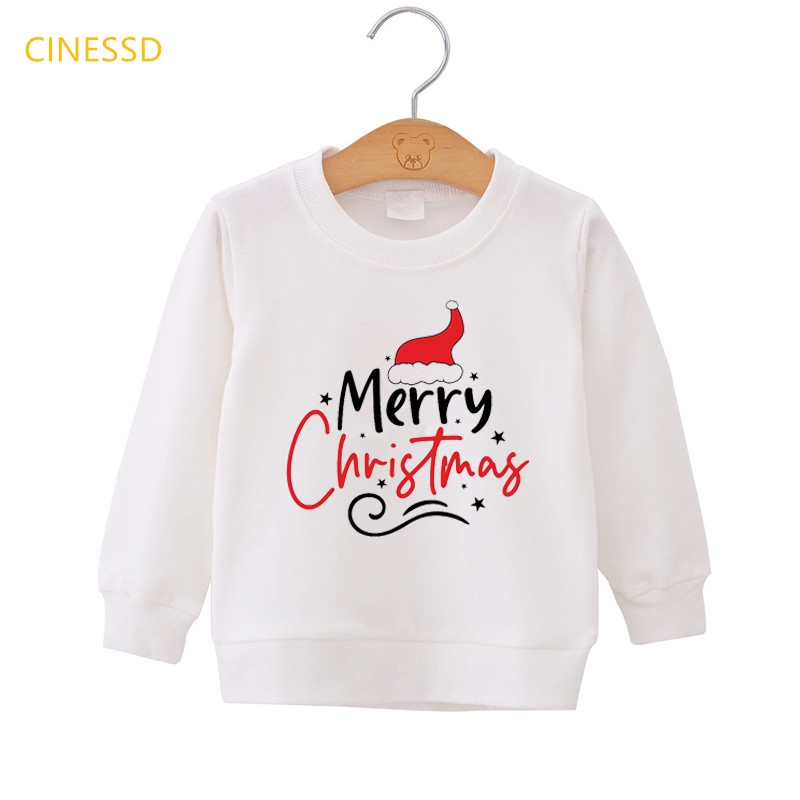 Áo Nỉ Dài Tay In Hình Ông Già Noel Và Vòng Hoa Mừng Giáng Sinh / Năm Mới Cho Bé Trai / Gái
