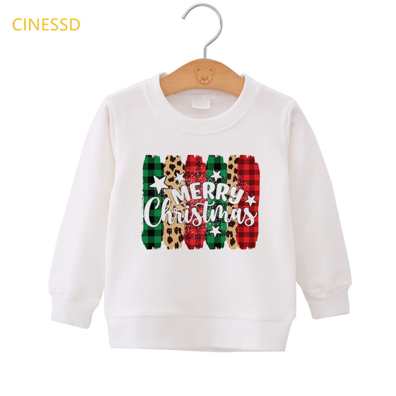 Áo Nỉ Dài Tay In Hình Ông Già Noel Và Vòng Hoa Mừng Giáng Sinh / Năm Mới Cho Bé Trai / Gái