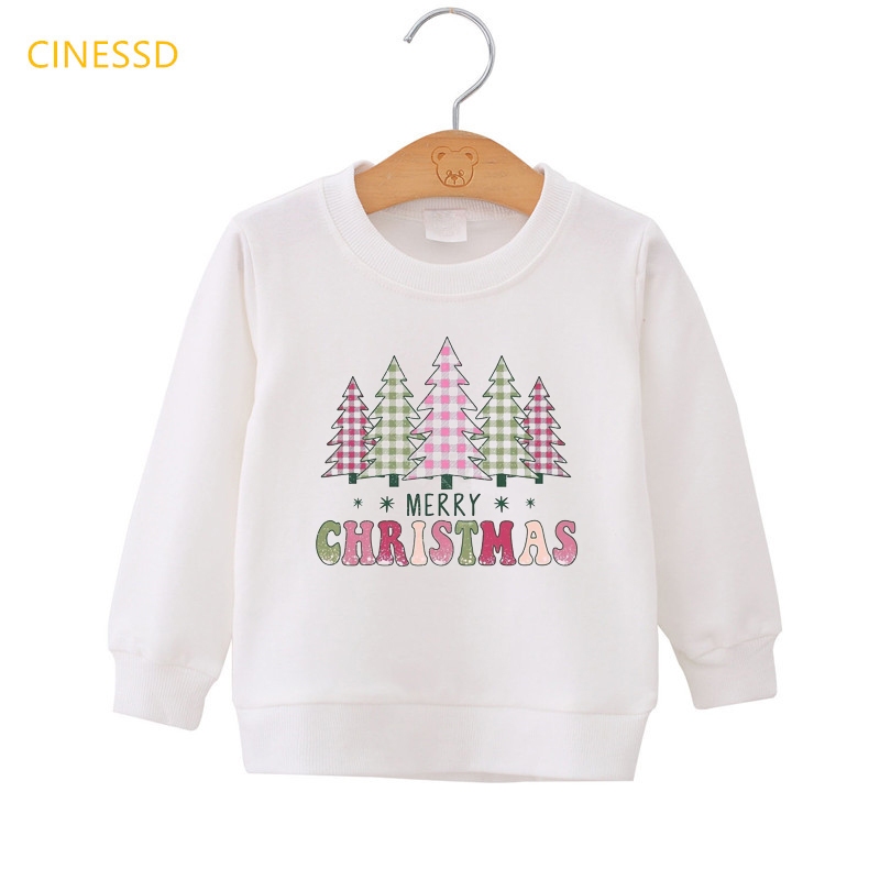 Áo Nỉ Dài Tay In Hình Ông Già Noel Và Vòng Hoa Mừng Giáng Sinh / Năm Mới Cho Bé Trai / Gái