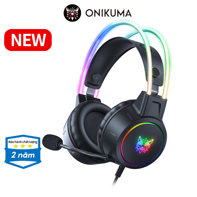 Tai nghe chơi game Onikuma chụp tai có dây có mic có đèn RGB/ LED cho máy tính/ PC/ Laptop
