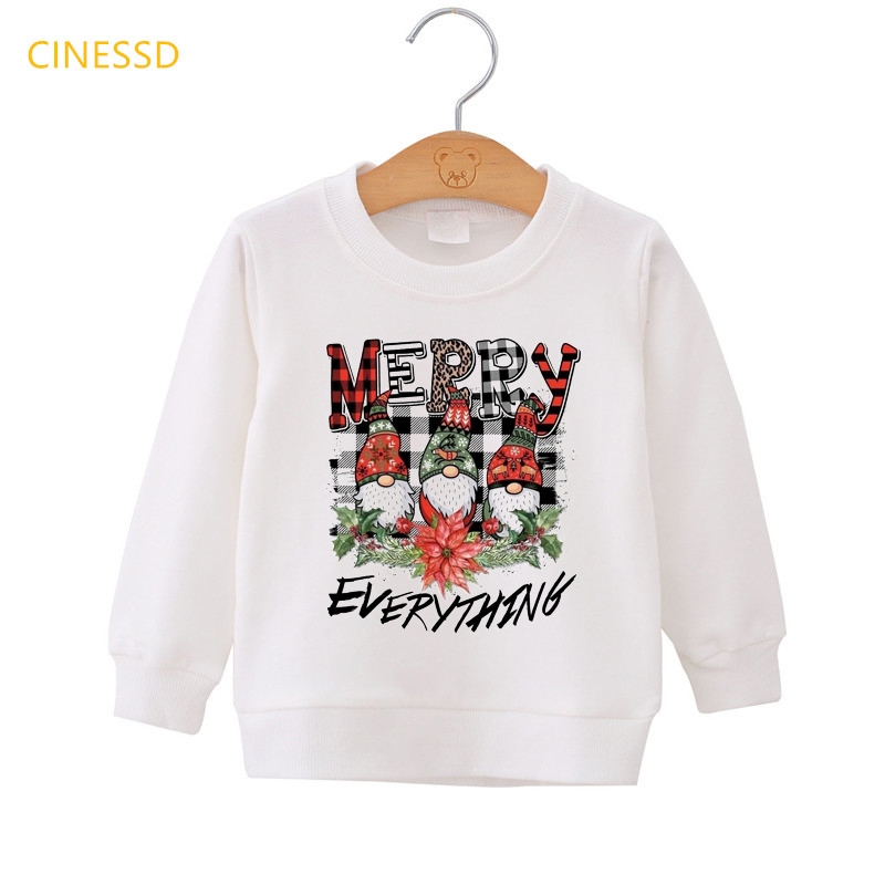 Áo hoodie Bằng Vải Nhung Màu Trắng In Hình Cây Thông Giáng Sinh / Tuần Lộc / Tuần Lộc / Cây Thông Giáng Sinh Thời Trang Cho Bé Trai Và Gái 3-14 Tuổi Mẫu Mới
