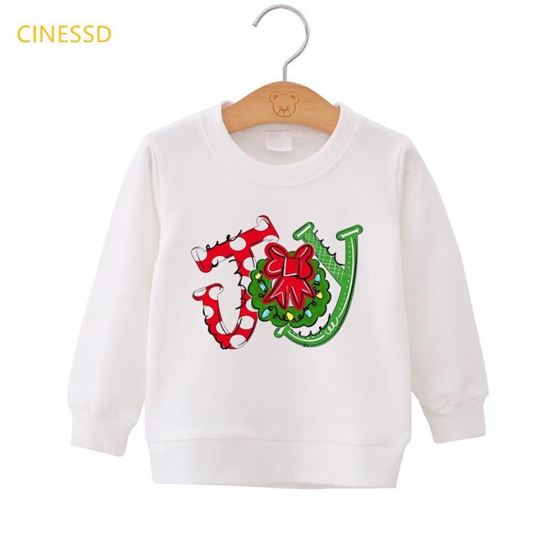 Áo hoodie Bằng Vải Nhung Màu Trắng In Hình Cây Thông Giáng Sinh / Tuần Lộc / Tuần Lộc / Cây Thông Giáng Sinh Thời Trang Cho Bé Trai Và Gái 3-14 Tuổi Mẫu Mới