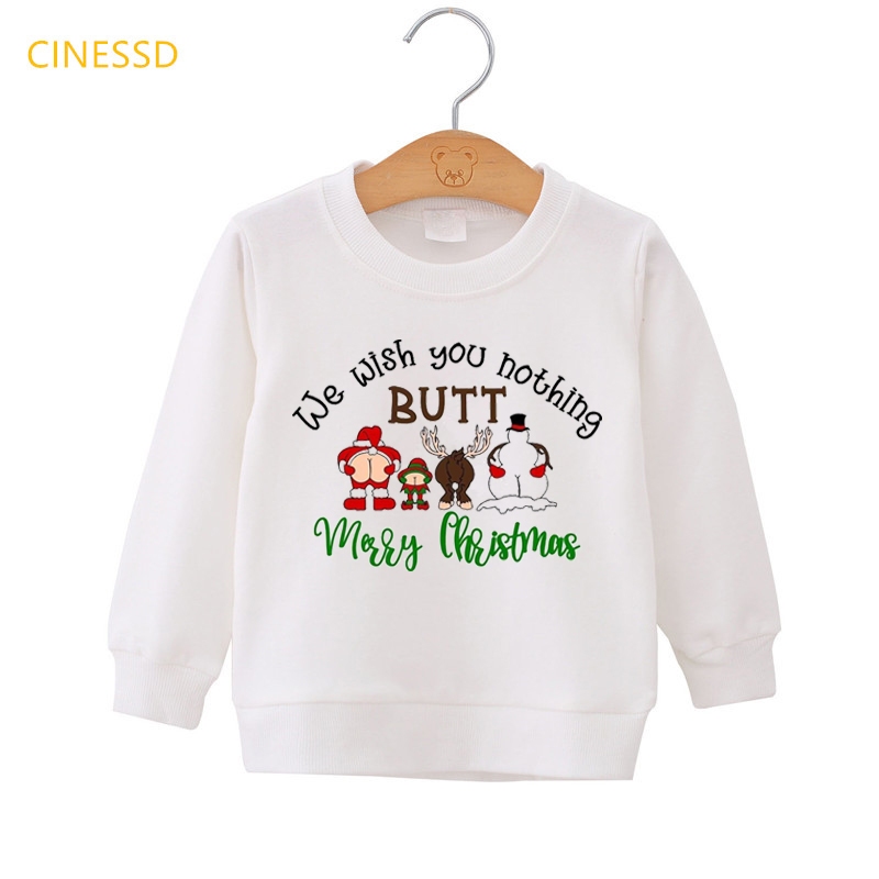 Áo hoodie Bằng Vải Nhung Màu Trắng In Hình Cây Thông Giáng Sinh / Tuần Lộc / Tuần Lộc / Cây Thông Giáng Sinh Thời Trang Cho Bé Trai Và Gái 3-14 Tuổi Mẫu Mới