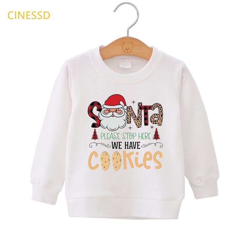Áo hoodie Bằng Vải Nhung Màu Trắng In Hình Cây Thông Giáng Sinh / Tuần Lộc / Tuần Lộc / Cây Thông Giáng Sinh Thời Trang Cho Bé Trai Và Gái 3-14 Tuổi Mẫu Mới